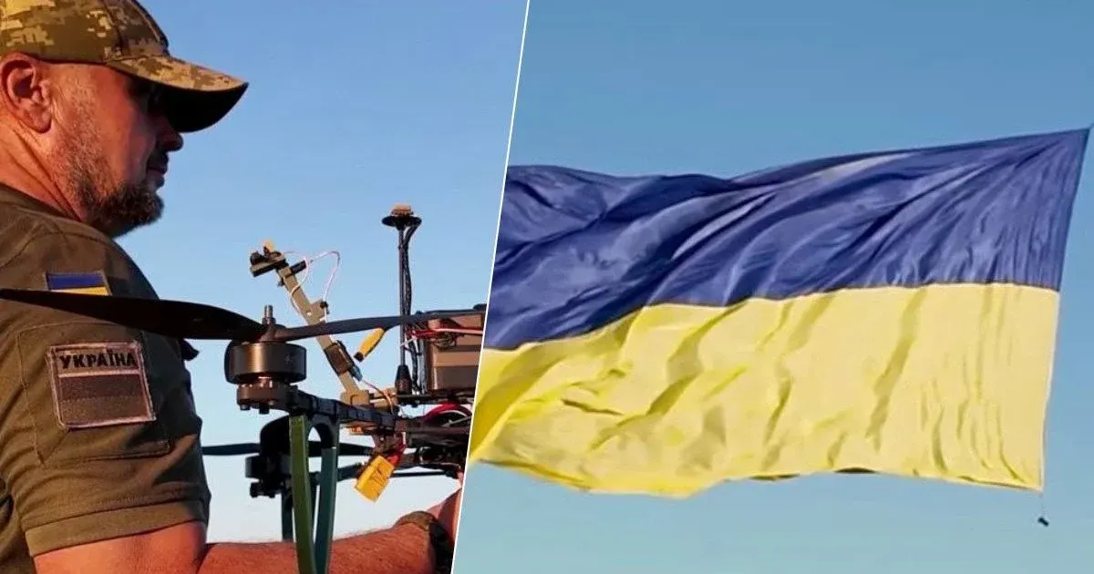 Над Чорним морем уперше підняли 12-метровий прапор України за допомогою дрона